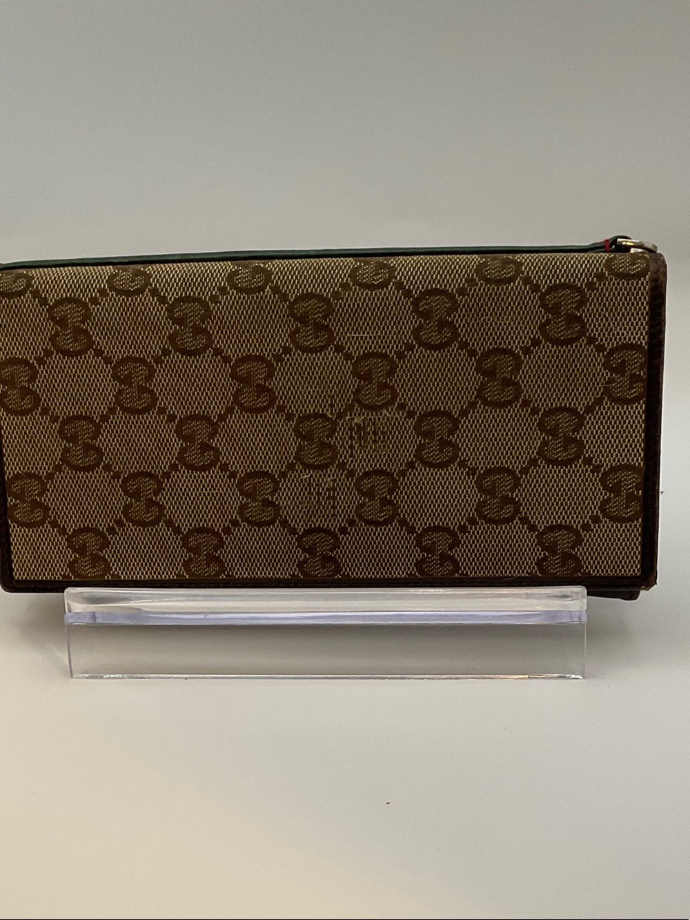 Gucci Brown Monogram Zip Wallet